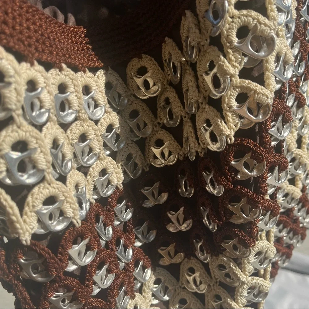 Handmade custom criss cross soda can tabs crochet purse